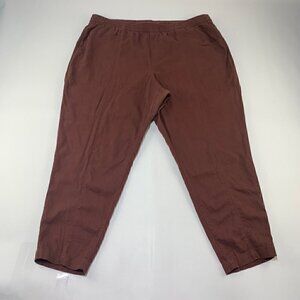 Old Navy Rootbeer Brown Linen Blend High Rise Slim Leg Ankle Pant XL